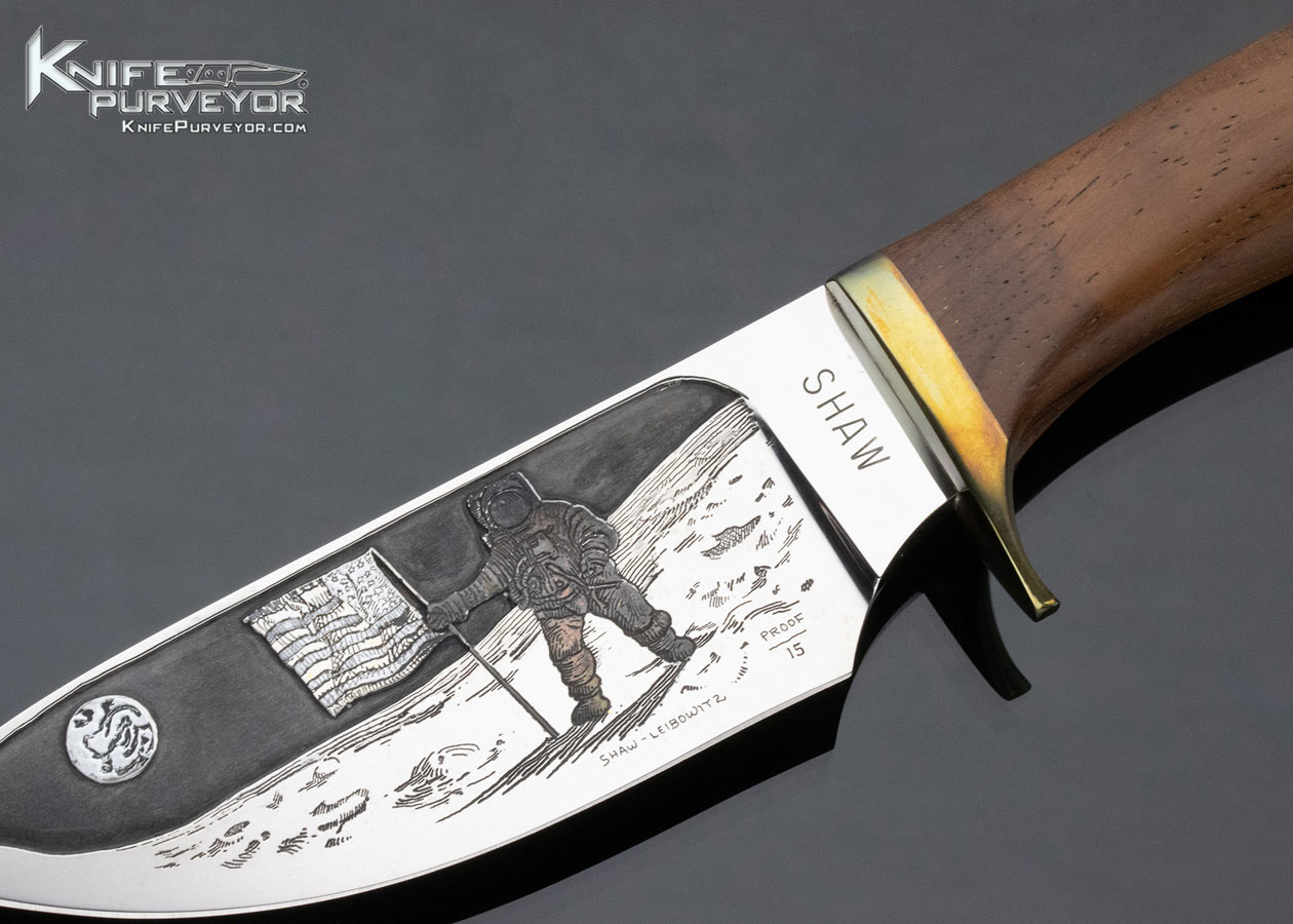 Shaw Leibowitz Custom Knife Brazilian Rose Wood Sole Authorship Engraved The First Man on the Moon Fixed Blade - Image 2