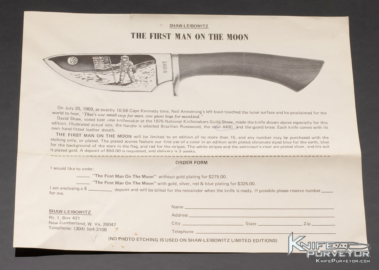 Shaw Leibowitz Custom Knife Brazilian Rose Wood Sole Authorship Engraved The First Man on the Moon Fixed Blade - Image 6