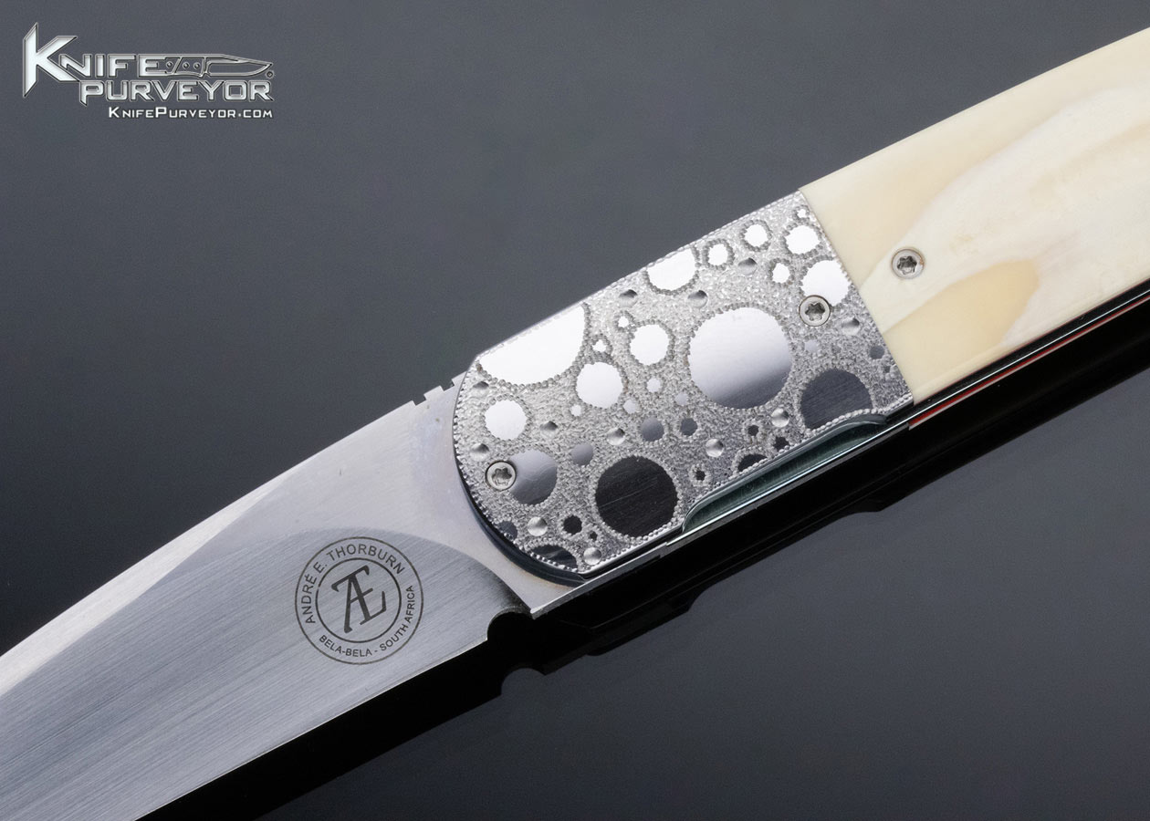 Andre Thorburn Custom Knife Hippo Tooth Front Flipper Linerlock - Image 2