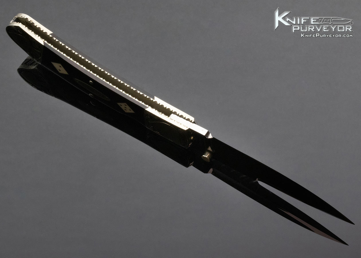 Harvey McBurnette Custom Knife Engraved "Gambler" Front Lock 13410