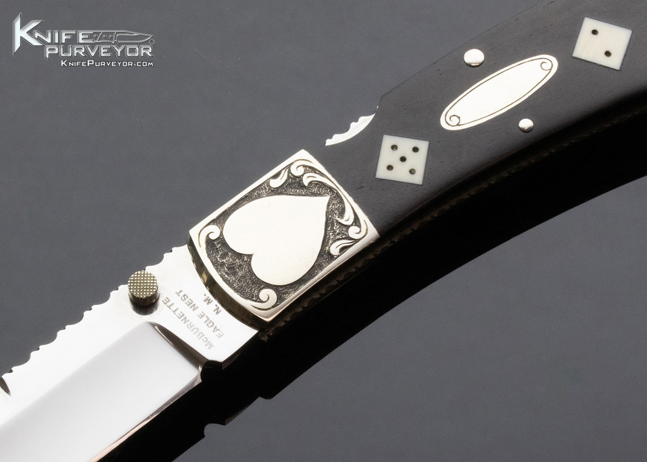 Harvey McBurnette Custom Knife Engraved "Gambler" Front Lock - Image 2