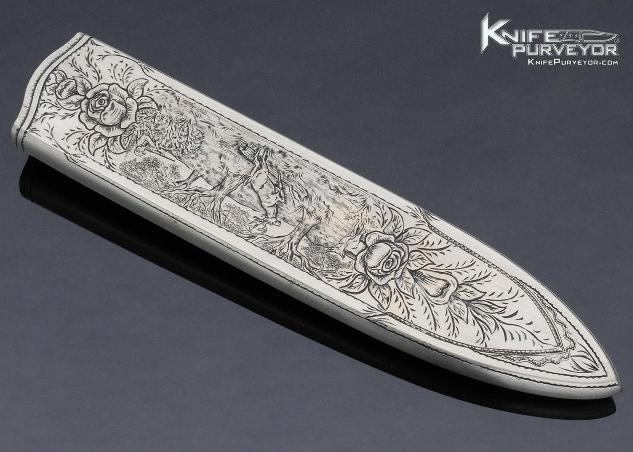 Jim Sornberger Custom Knife Rose Engraved Double Ring Guard Carved Walrus Dagger - Image 8
