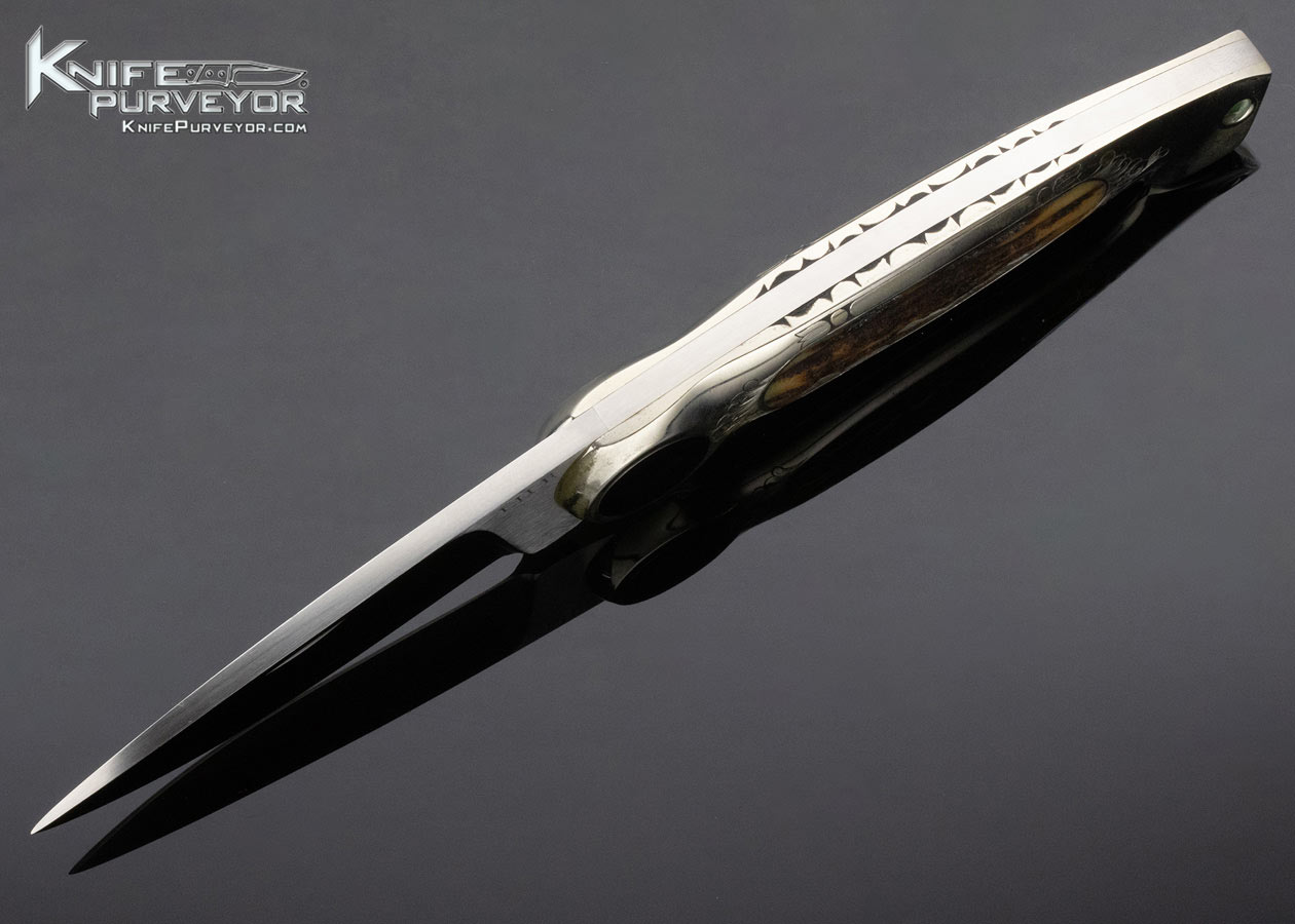 Jimmy Lile Custom Knife James Stewart Engraved Stag Interframe Button Lock - Image 5