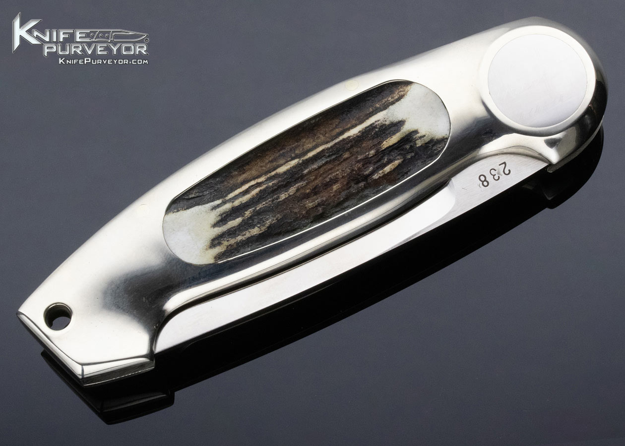 Jimmy Lile Custom Knife Stag Interframe Button Lock Folder - Image 3