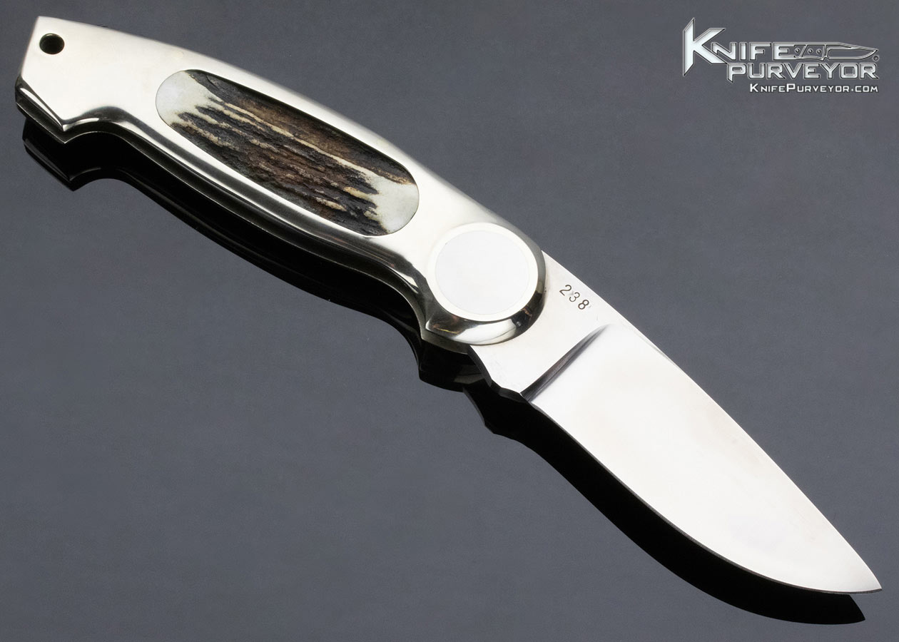Jimmy Lile Custom Knife Stag Interframe Button Lock Folder - Image 2
