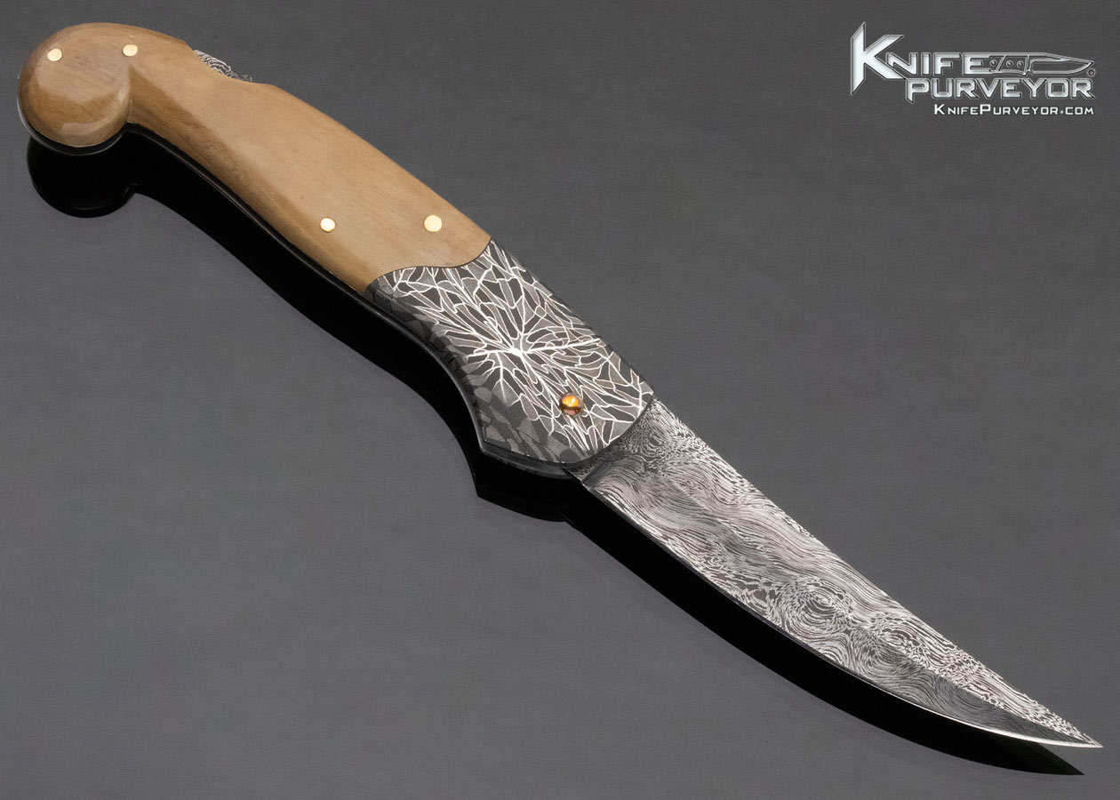 Joe Kious Custom Knife Eggerling Damascus Persian Lockback 13018