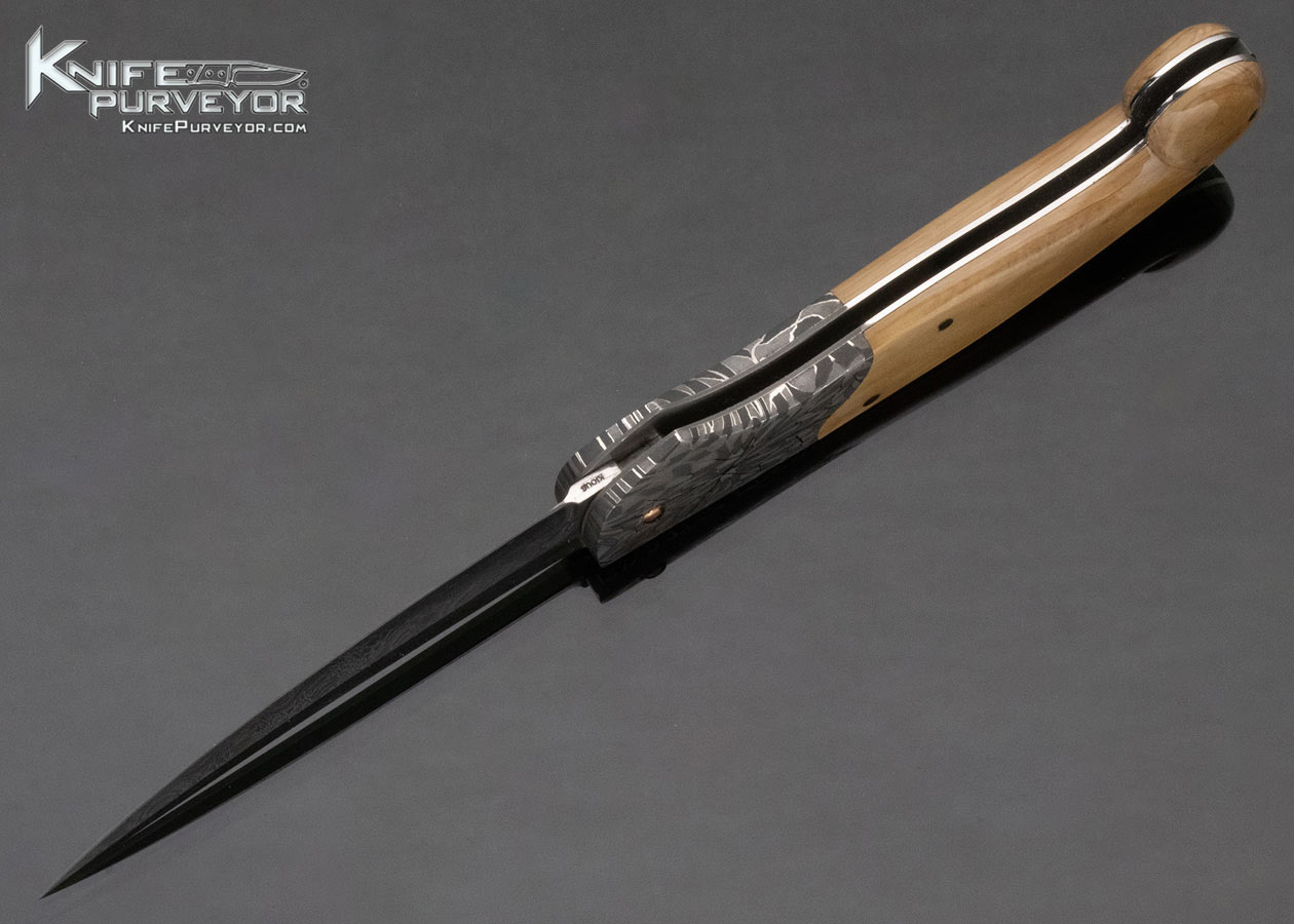 Joe Kious Custom Knife Eggerling Damascus Persian Lockback - Image 7