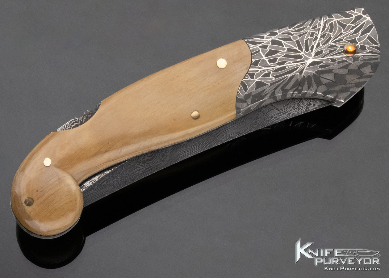 Joe Kious Custom Knife Eggerling Damascus Persian Lockback 13018
