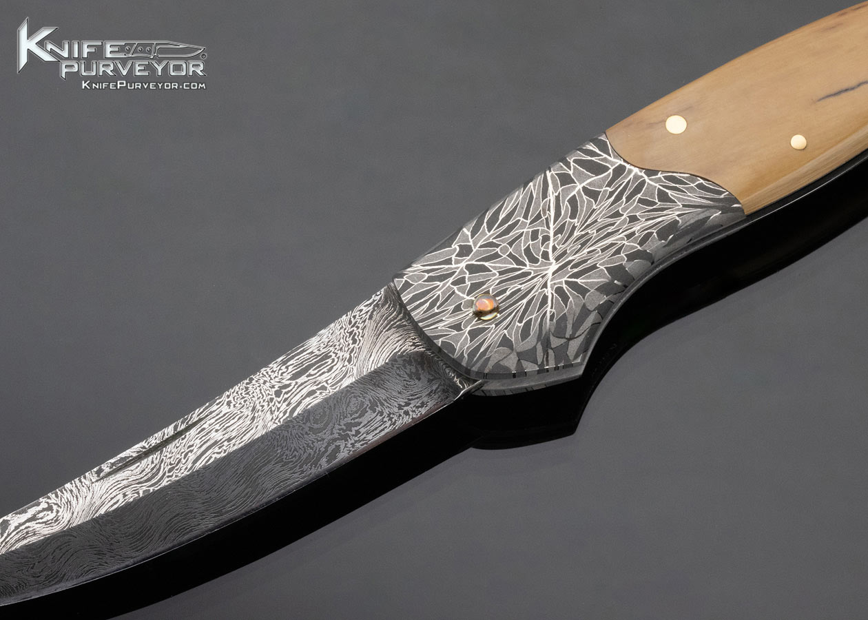 Joe Kious Custom Knife Eggerling Damascus Persian Lockback - Image 2