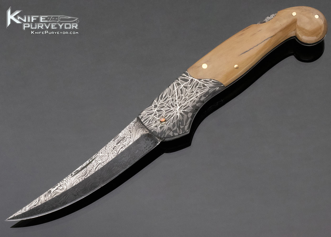 Joe Kious Custom Knife Eggerling Damascus Persian Lockback 13018