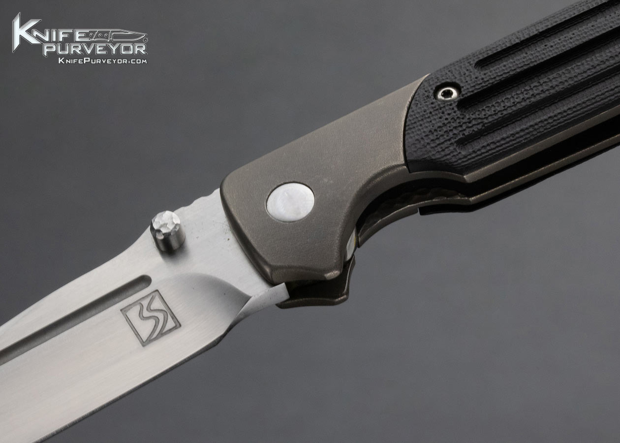 Brad Southard Custom Knife TAD Gear Stone Washed Titanium and Black G10 Tactical Linerlock Folder - Image 2