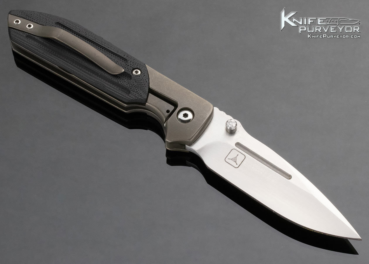 Brad Southard Custom Knife TAD Gear Stone Washed Titanium and Black G10 Tactical Linerlock Folder - Image 3