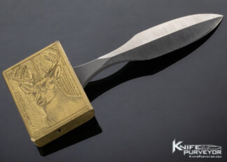 Brass Deer Belt Buckle Push Dagger 13833