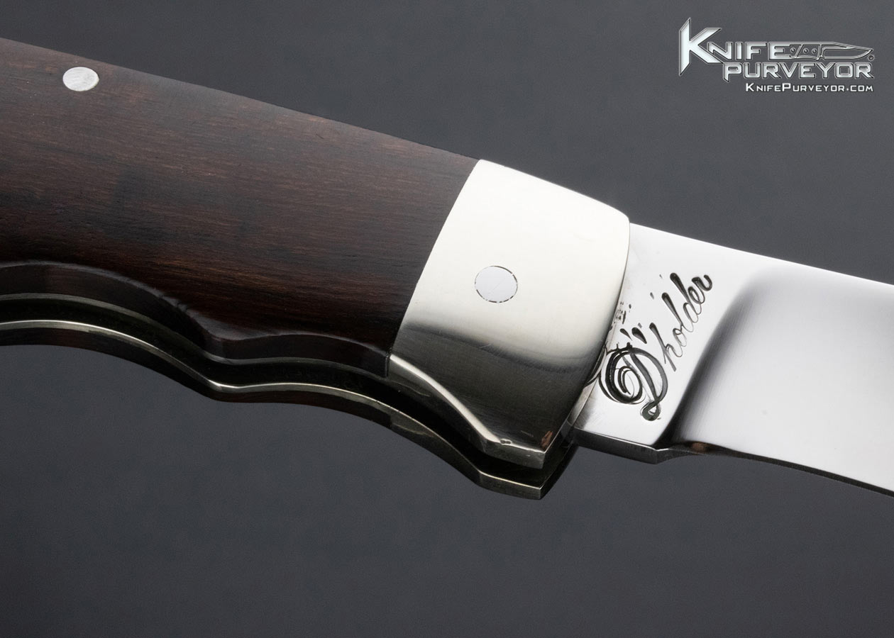 D'Alton Holder Custom Knife Finger Grooved Ironwood Lockback - Image 4