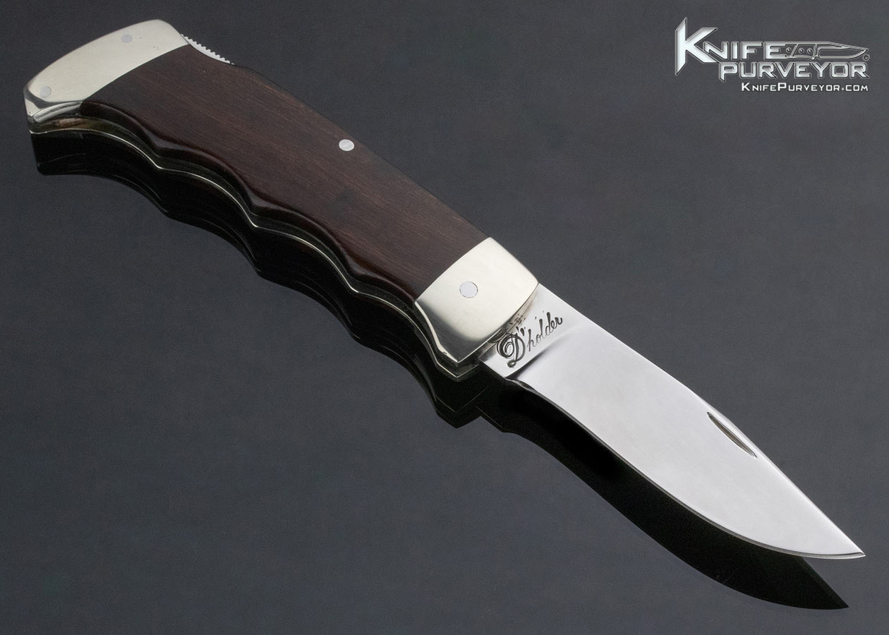 D'Alton Holder Custom Knife Finger Grooved Ironwood Lockback - Image 3