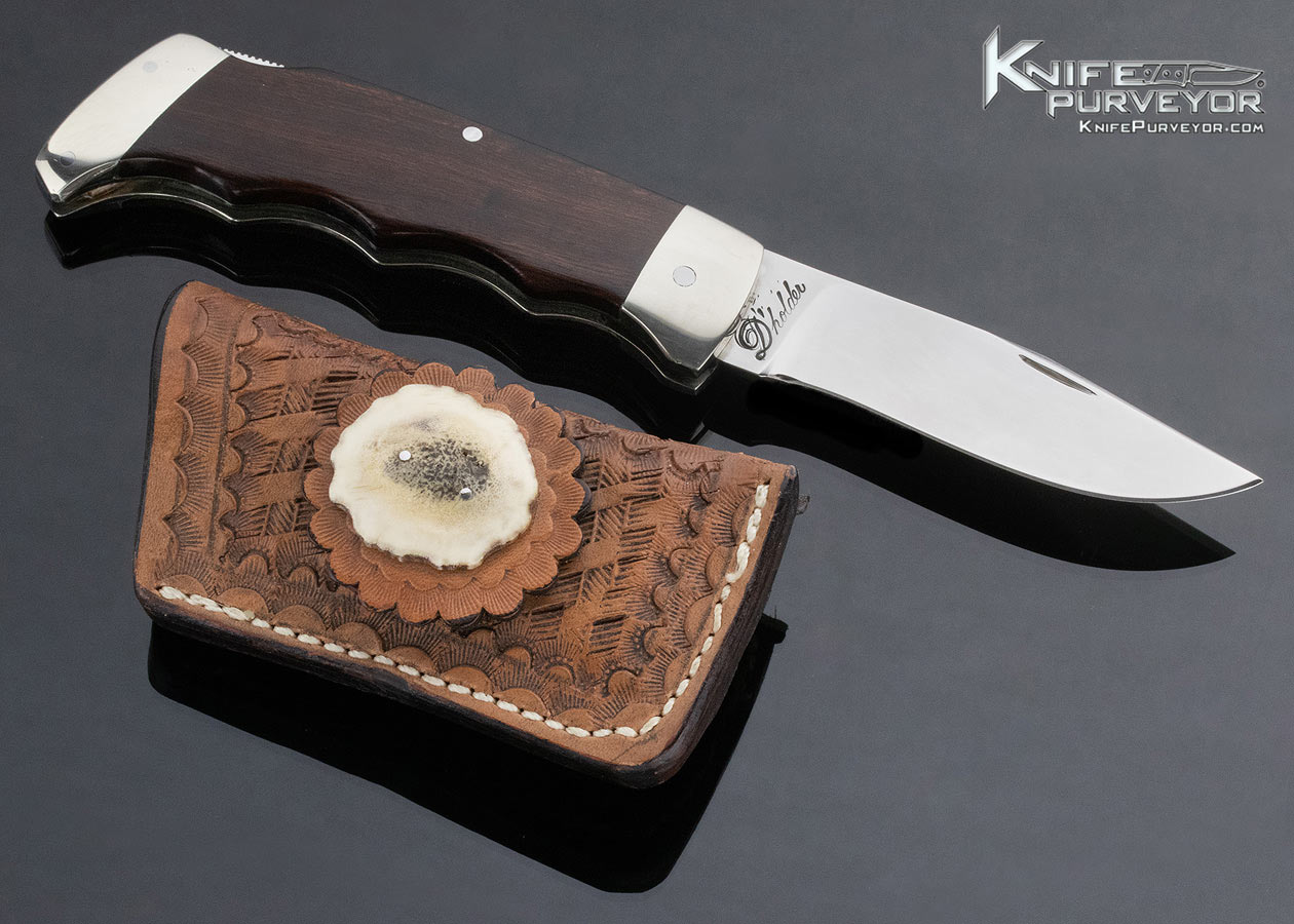 D'Alton Holder Custom Knife Finger Grooved Ironwood Lockback - Image 6