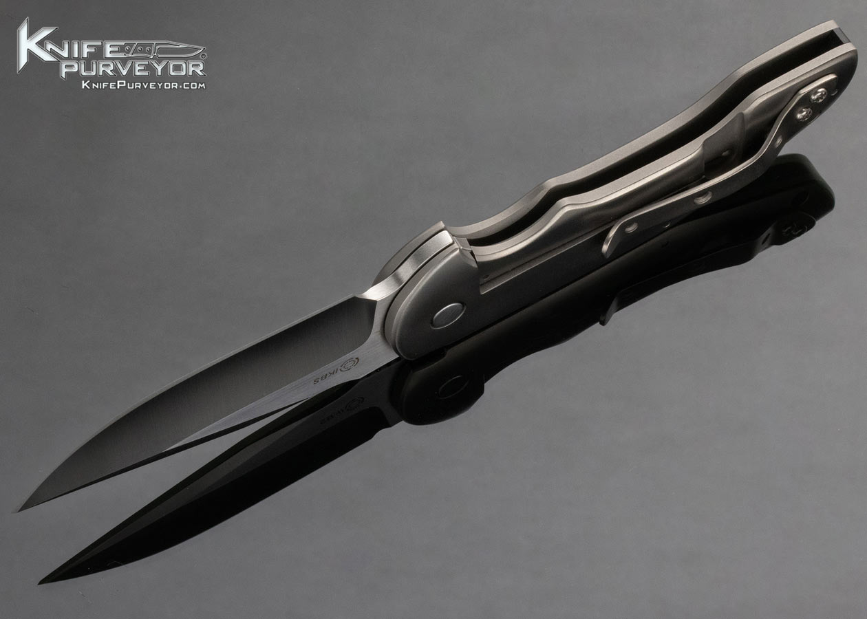 David Mosier Custom Knife Titanium Crossfire Frame Lock Flipper 14643