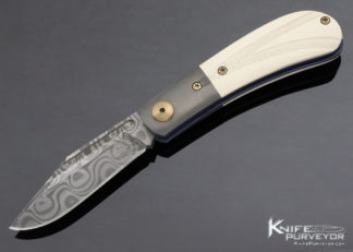 Doc Shiffer Custom Knife Linerlock w/ Half Stop Backpocket Lanny's Clip Damascus/Zirc/Westinghouse Micarta 13064