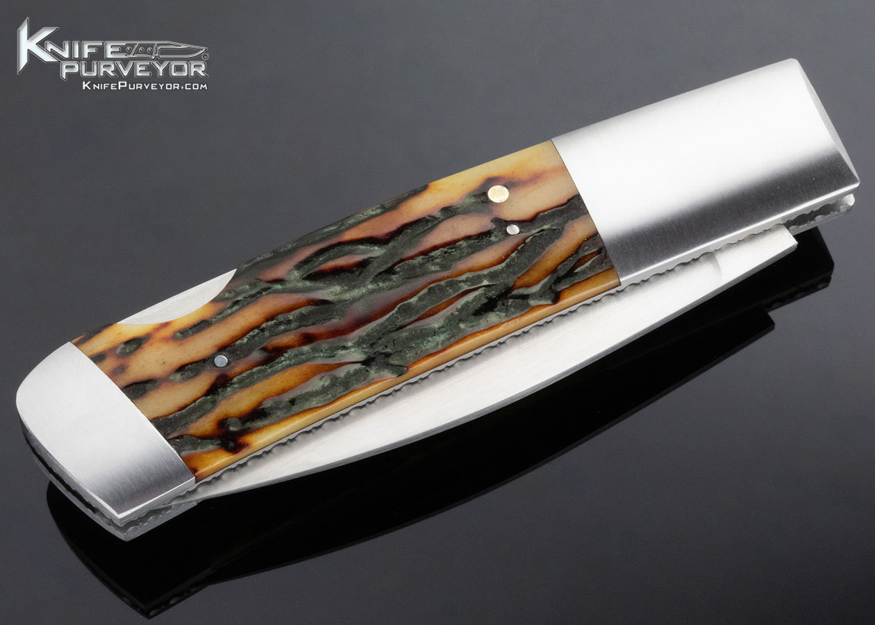Frank Centofante Custom Knife Stag Modified Warncliffe Lockback - Image 4