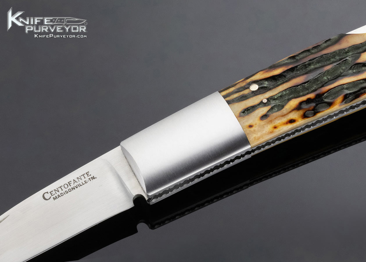 Frank Centofante Custom Knife Stag Modified Warncliffe Lockback - Image 2
