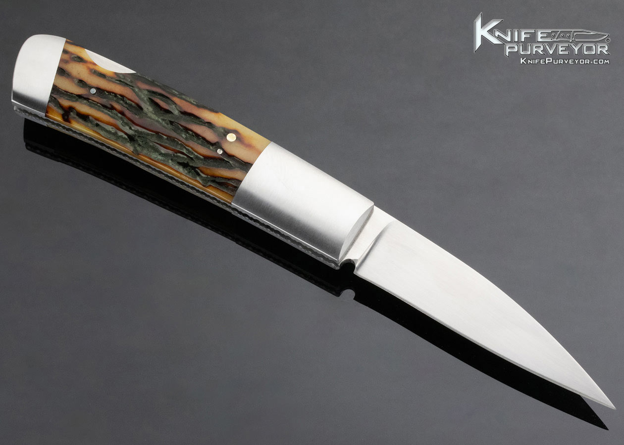 Frank Centofante Custom Knife Stag Modified Warncliffe Lockback 13092