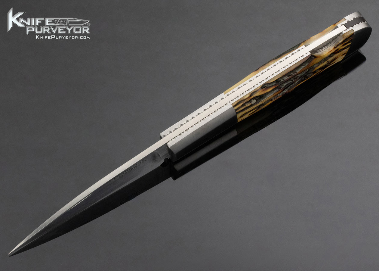 Frank Centofante Custom Knife Stag Modified Warncliffe Lockback - Image 6