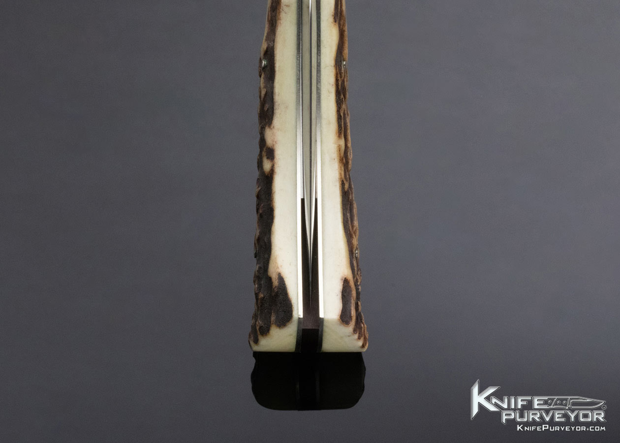 Jess Horn Custom Knife Stag Folding Boot Knife Lockback Engraved by George Sherwood - Image 7