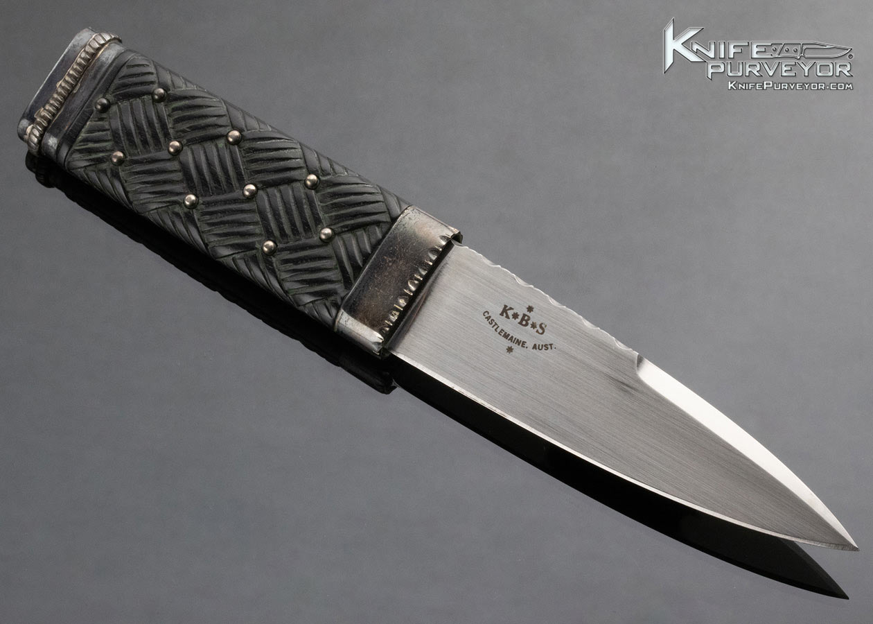 Kurt Simmonds Custom Knife Founding Member of the Australian Knifemakers Guild K.B.S. Australian "Skee n Doo" African Blackwood with Scabbard - Image 2
