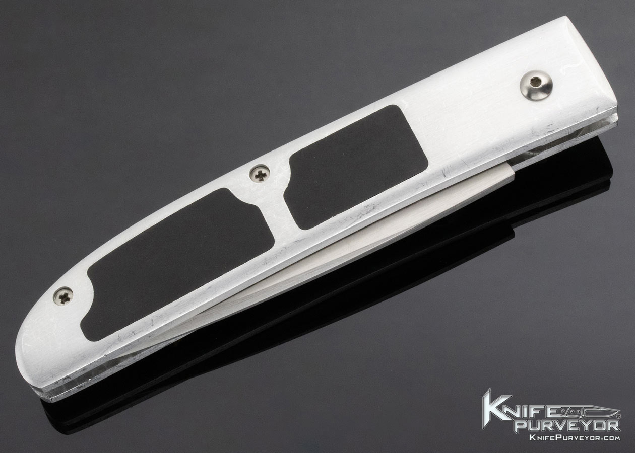 Mel Pardue Custom Knife Aluminum Black Bakelite Double Interframe Button Release Automatic - Image 4