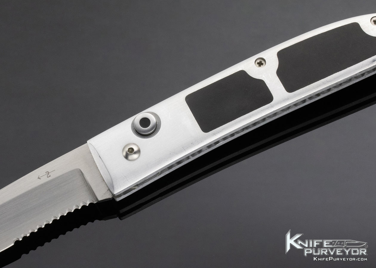 Mel Pardue Custom Knife Aluminum Black Bakelite Double Interframe Button Release Automatic - Image 2