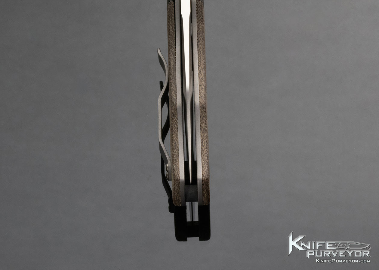 Kirby Lambert Custom Knife Carbon Fiber and Green Micarta Inferno Linerlock Folder - Image 8