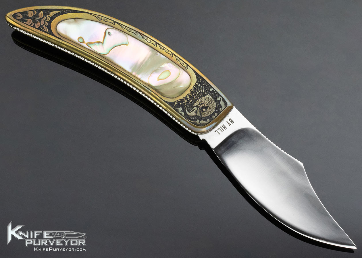 Persuader Knives Custom Knife Engraved Abalone Slip Joint - Image 3