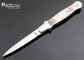 Phil Boguszewski Custom Knife 10 Piece Black Lip Tahitian Pearl Shell Inlaid Front Flipper Linerlock Dagger #1 17126