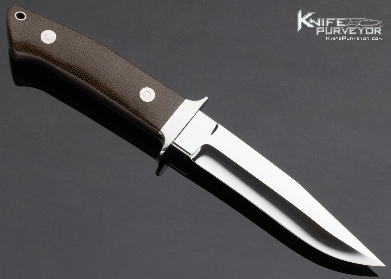 Bob Loveless Custom Knife Single Nude Logo 5 1/2" Green Micarta Dixon Fighter 925 - Image 3
