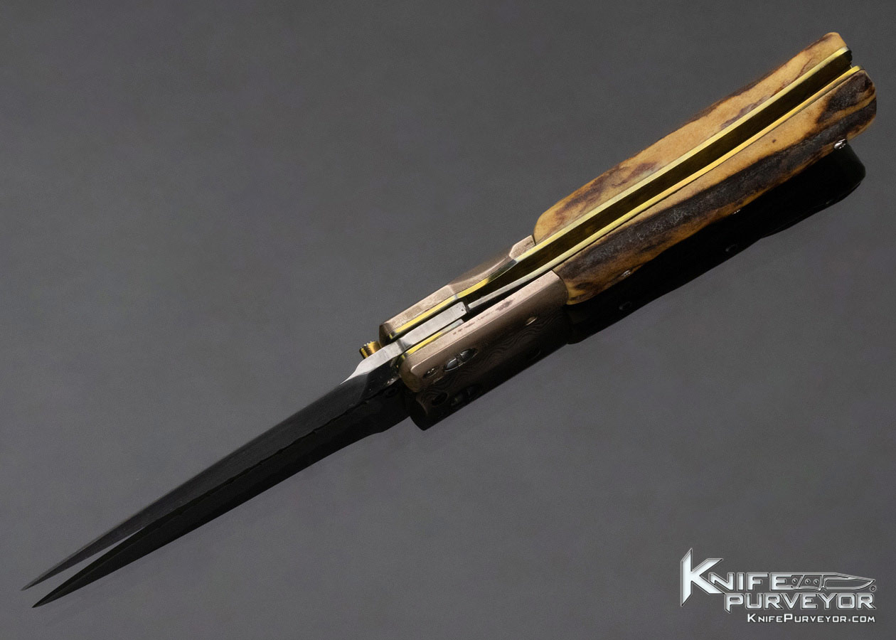 Bill King Custom Knife Stag and Mokume Linerlock - Image 6