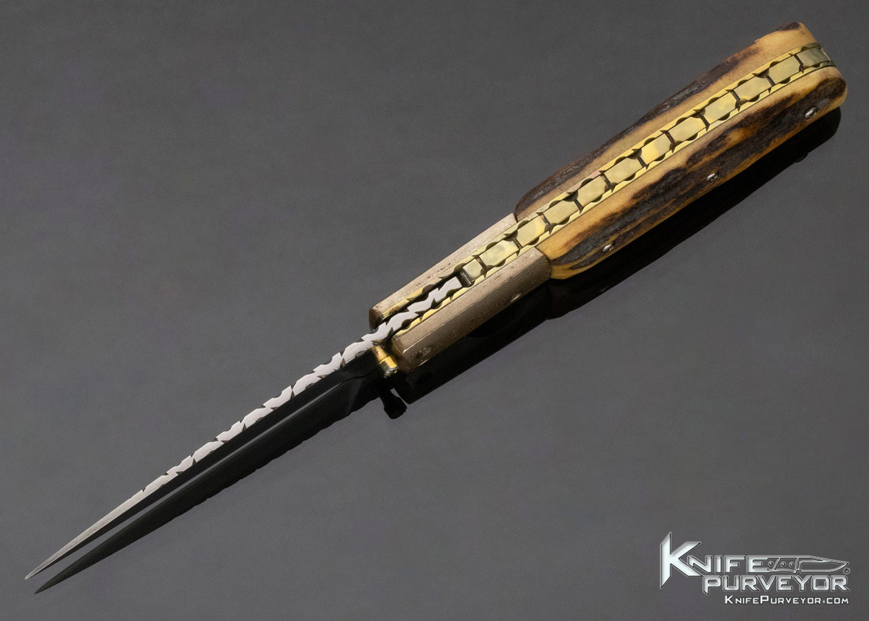 Bill King Custom Knife Stag and Mokume Linerlock - Image 7