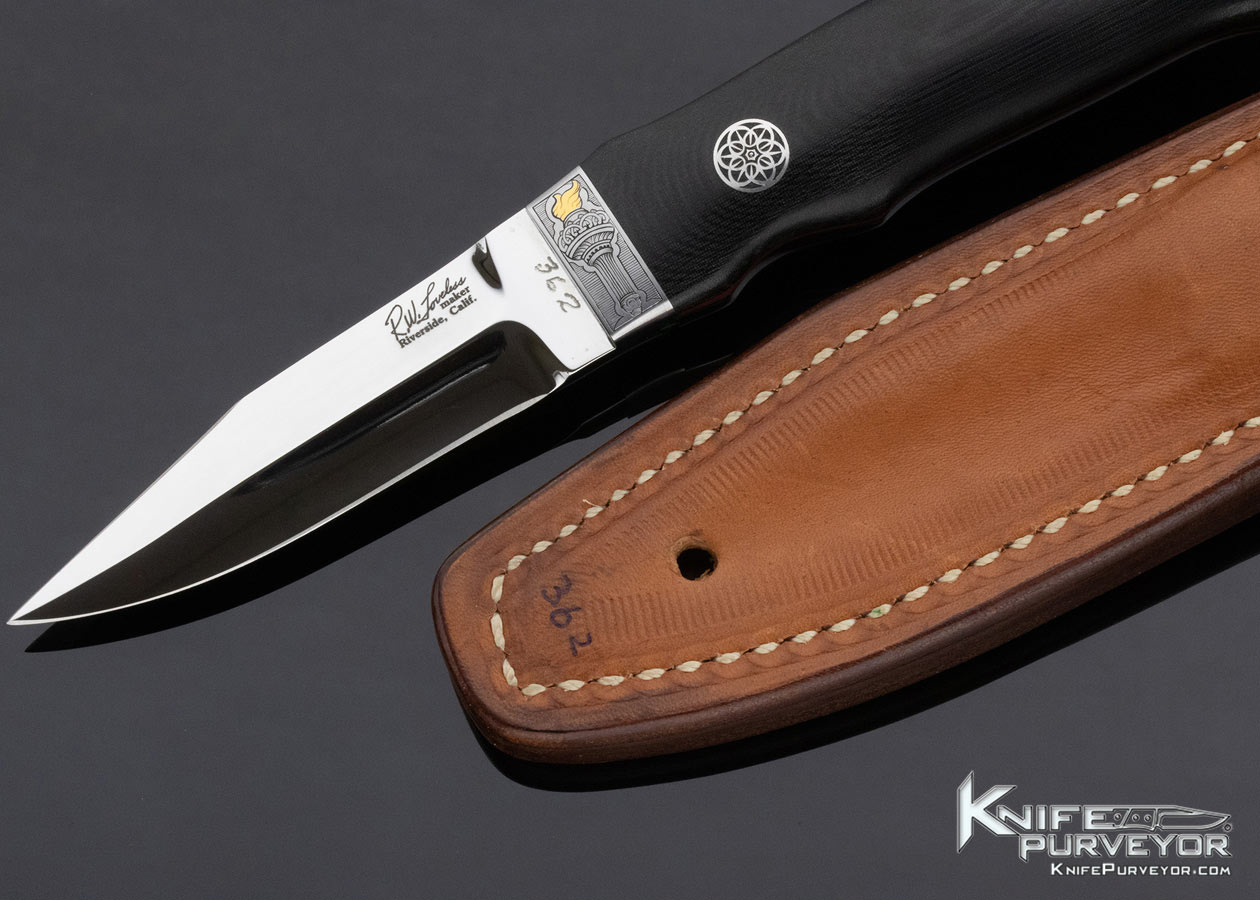 Bob Loveless Custom Knife Black Micarta Signature Logo New York Special Engraved by Tyler Prince with the Torch From the Statue of Liberty - Image 3