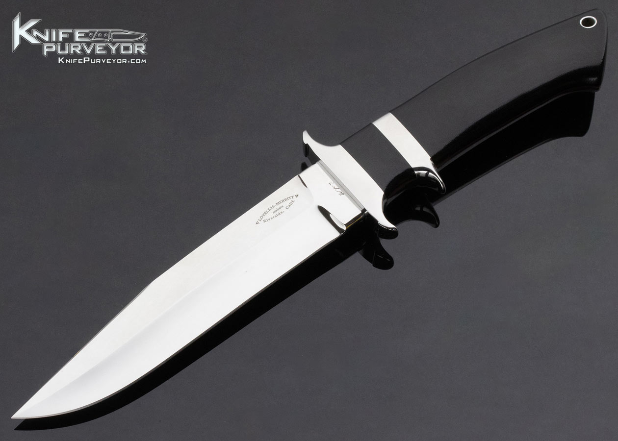 Bob Loveless Custom Knife Loveless Merritt Football Logo Black Micarta Junior Bear Fighter "L.J.M." 13164
