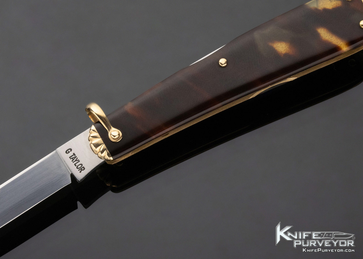 C. Gray Taylor Custom Knife 14Kt Gold and Amber Lobster Pattern Slipjoint - Image 3