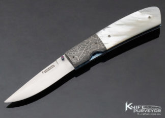 Frank Centafonte Custom Knife Robert Eggerling Damascus and Mother of Pearl Linerlock 16679