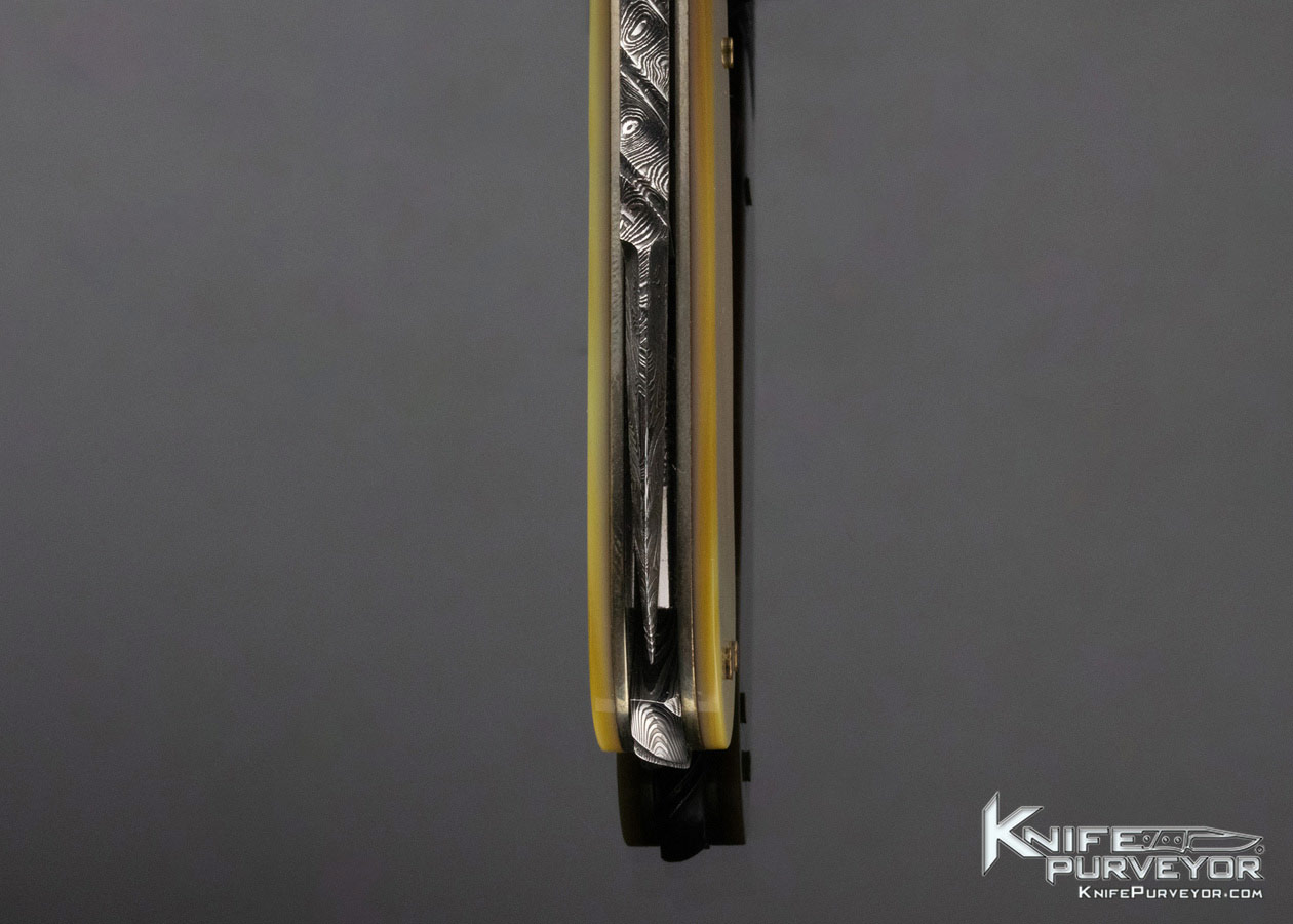 Kay Embretsen Custom Knife Gold Lip Pearl and Damascus "Barlow" Lockback - Image 8