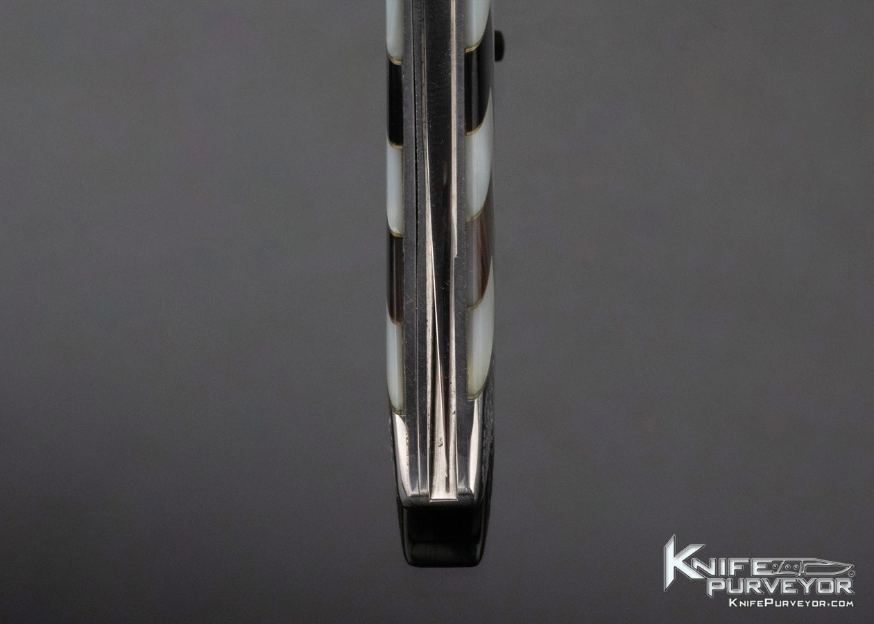 Koji Hara Custom Knife Mother of Pearl and Black Lip Pearl Inlaid Linerlock - Image 8