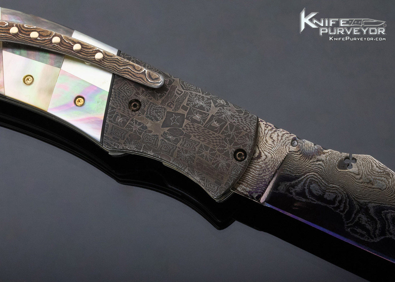 Peter Martin Custom Knife Checkerboard Bolster Release Double Action Auto Linerlock - Image 4