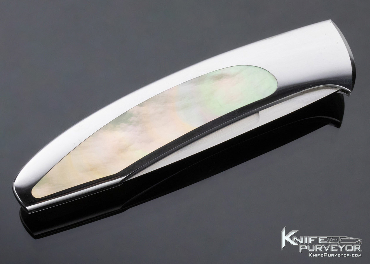 Scott Sawby Custom Knife Goldlip Pearl Interframe "Tern" Selflock - Image 5