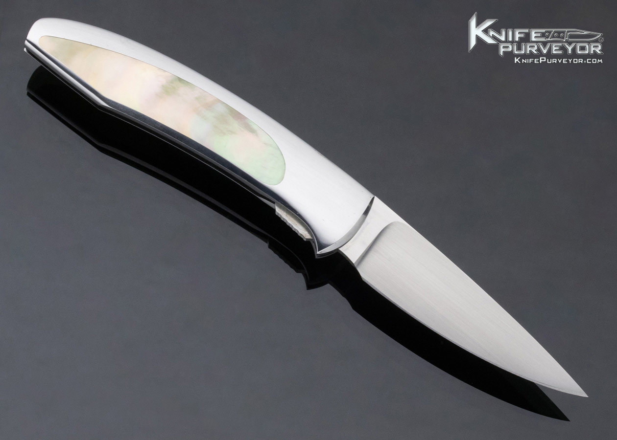 Scott Sawby Custom Knife Goldlip Pearl Interframe "Tern" Selflock - Image 3