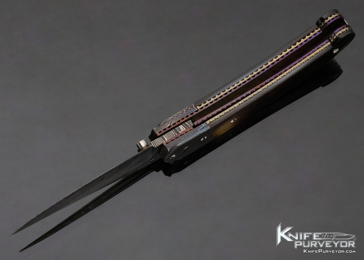 Steven Hill Custom Knife Black Lip Pearl and Damascus Linerlock - Image 7