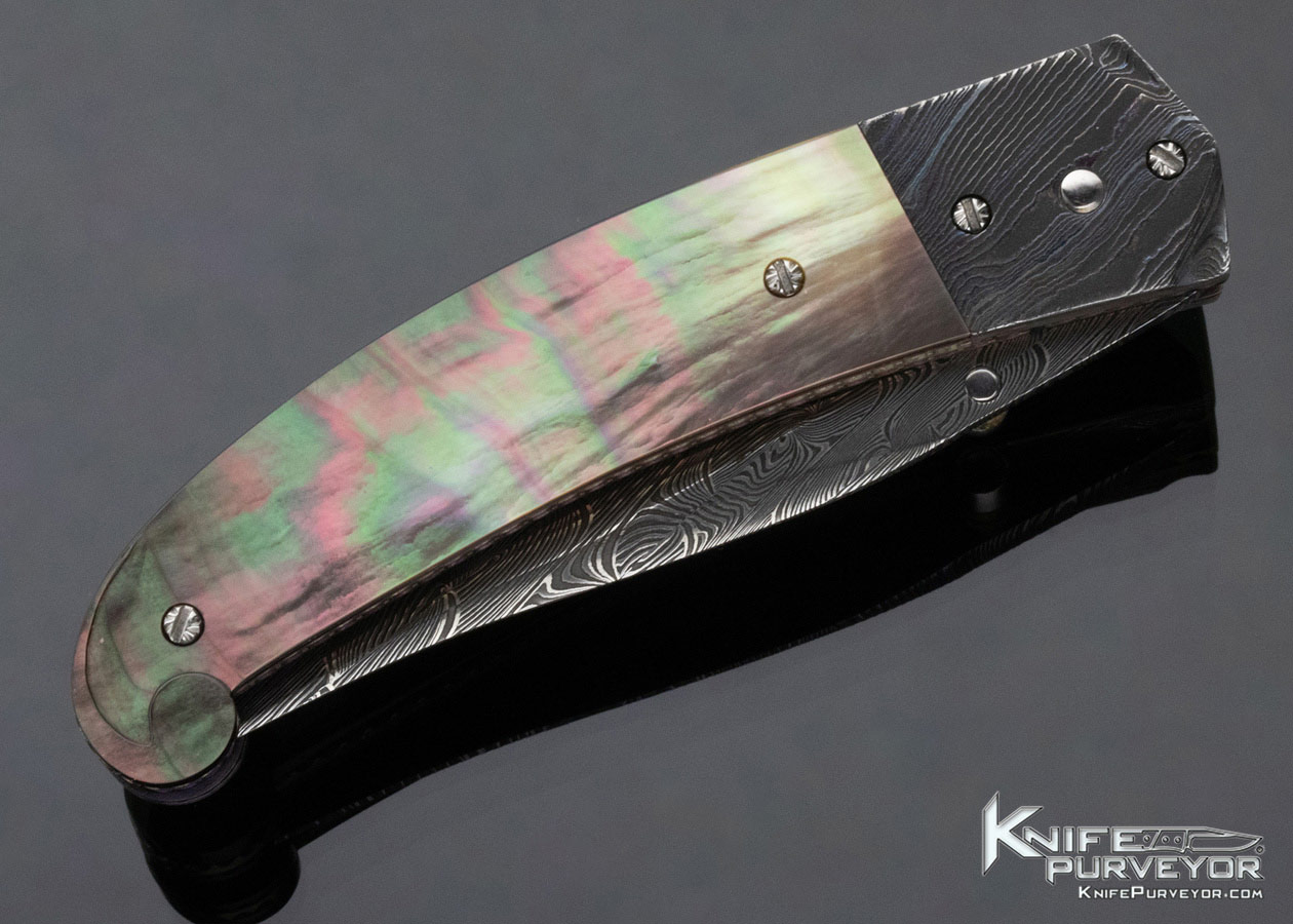Steven Hill Custom Knife Black Lip Pearl and Damascus Linerlock - Image 5