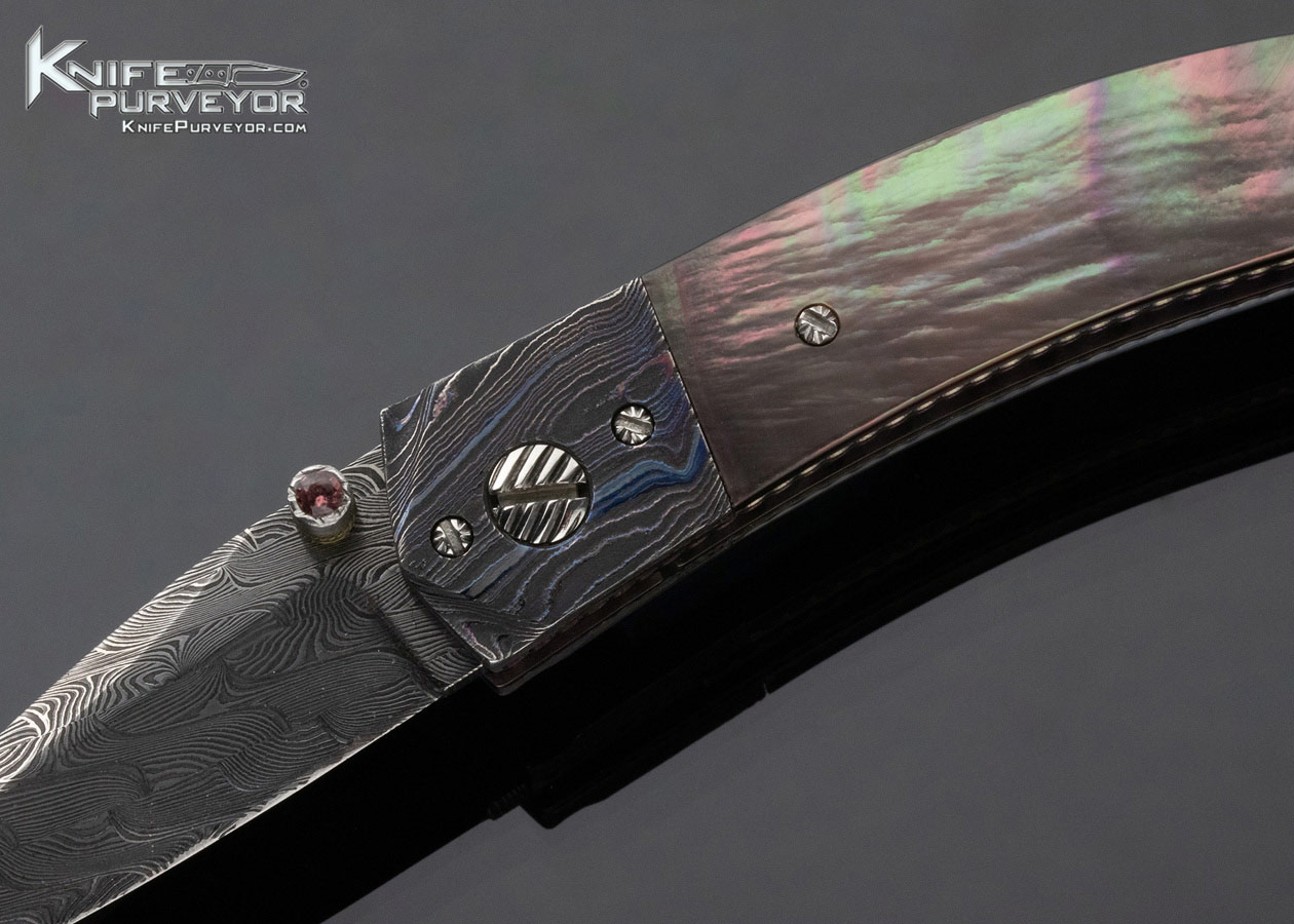 Steven Hill Custom Knife Black Lip Pearl and Damascus Linerlock - Image 2