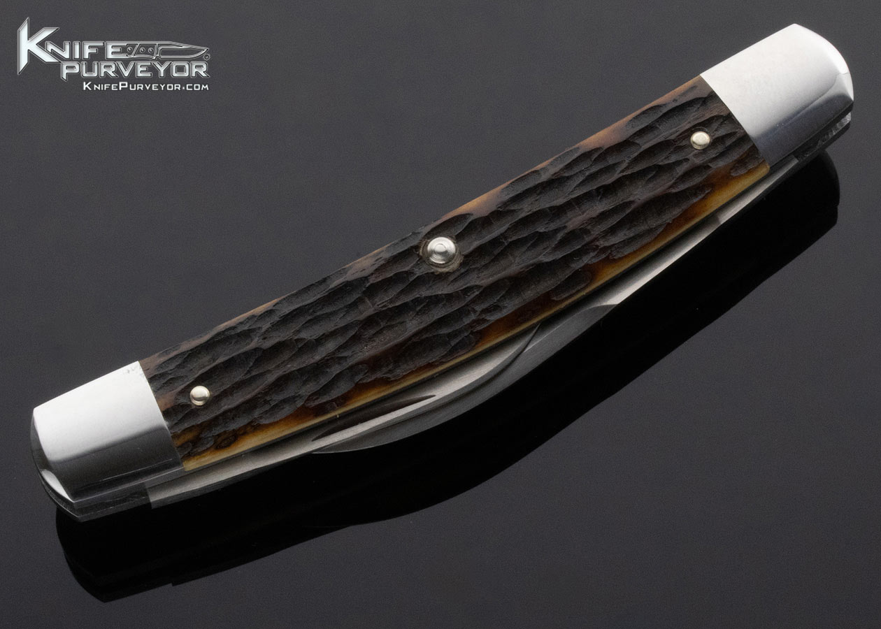 Tony Bose Custom Knife Remington Jigged Bone 2 Blade Congress Slip Joint with Escutcheon - Image 4