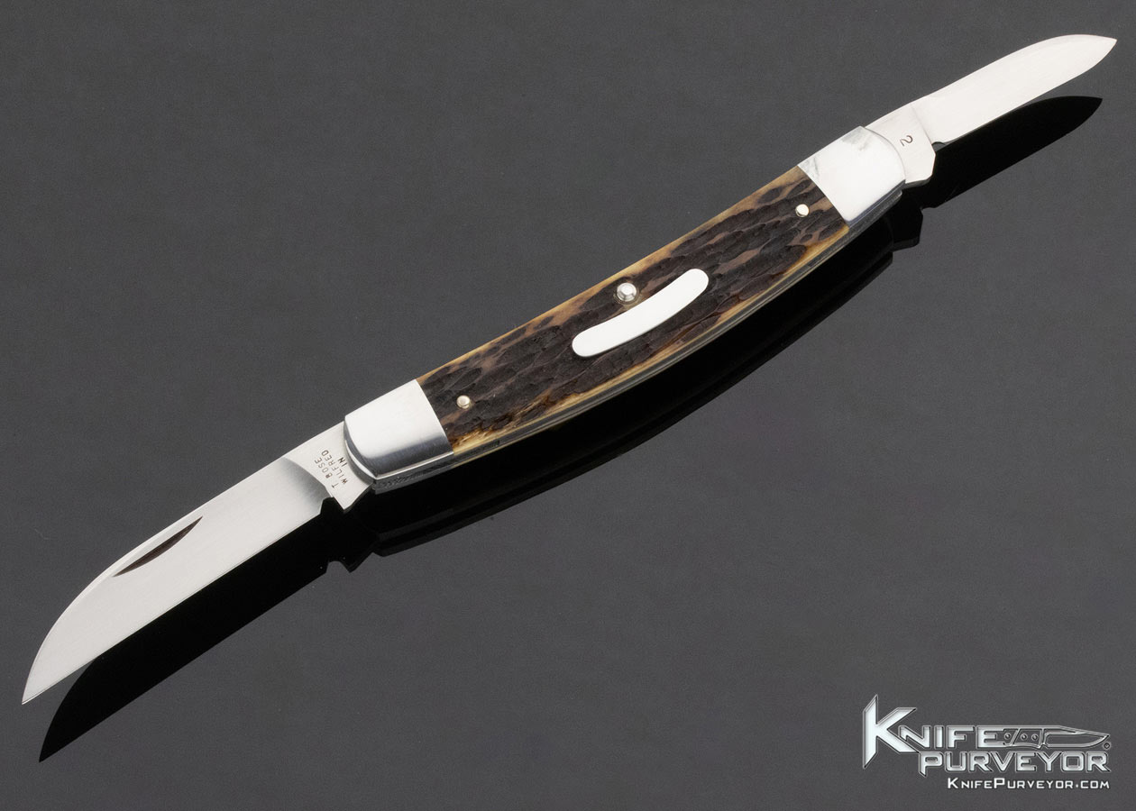 Tony Bose Custom Knife Remington Jigged Bone 2 Blade Congress Slip Joint with Escutcheon